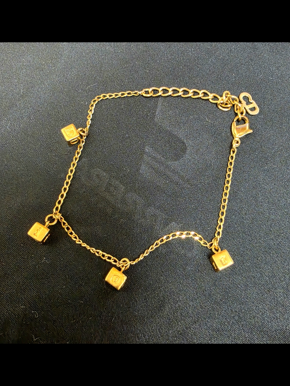 Dior Gold-Tone Cube Charm Bracelet - Women Jewelry
